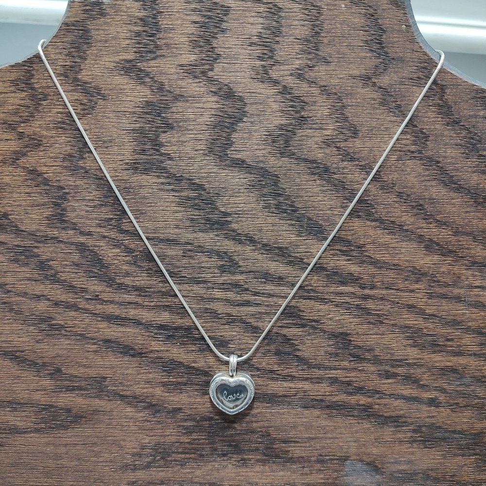 Authentic Pandora Sterling Silver Floating Heart Locket Necklace 925 Love 16"